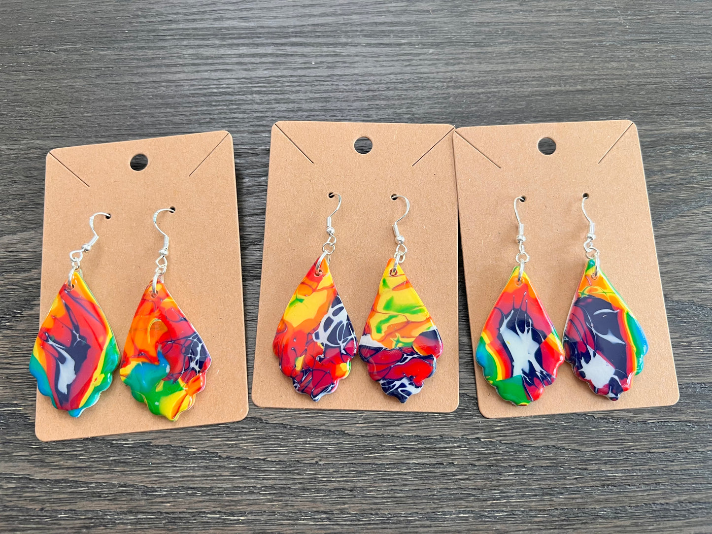 Teardrop Mokume Gane Hook Earrings