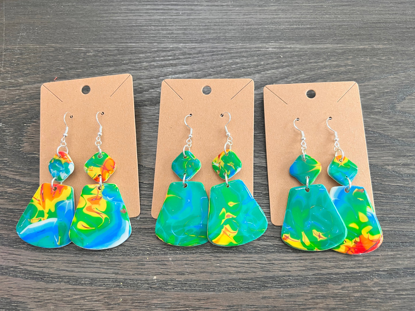 Dangle Mokume Gane Hook Earrings