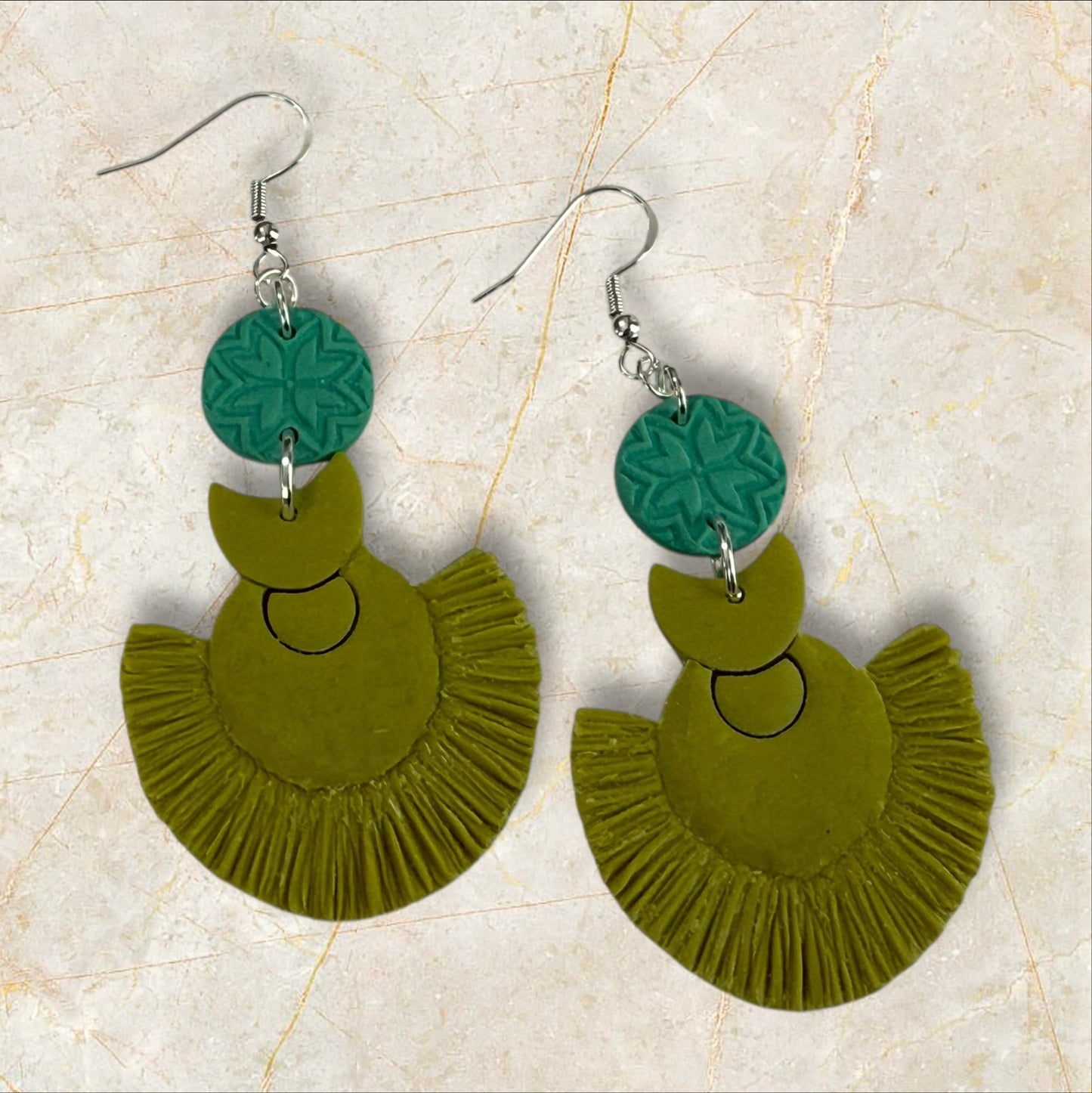 Faux Macrame Lime- Hook Earring