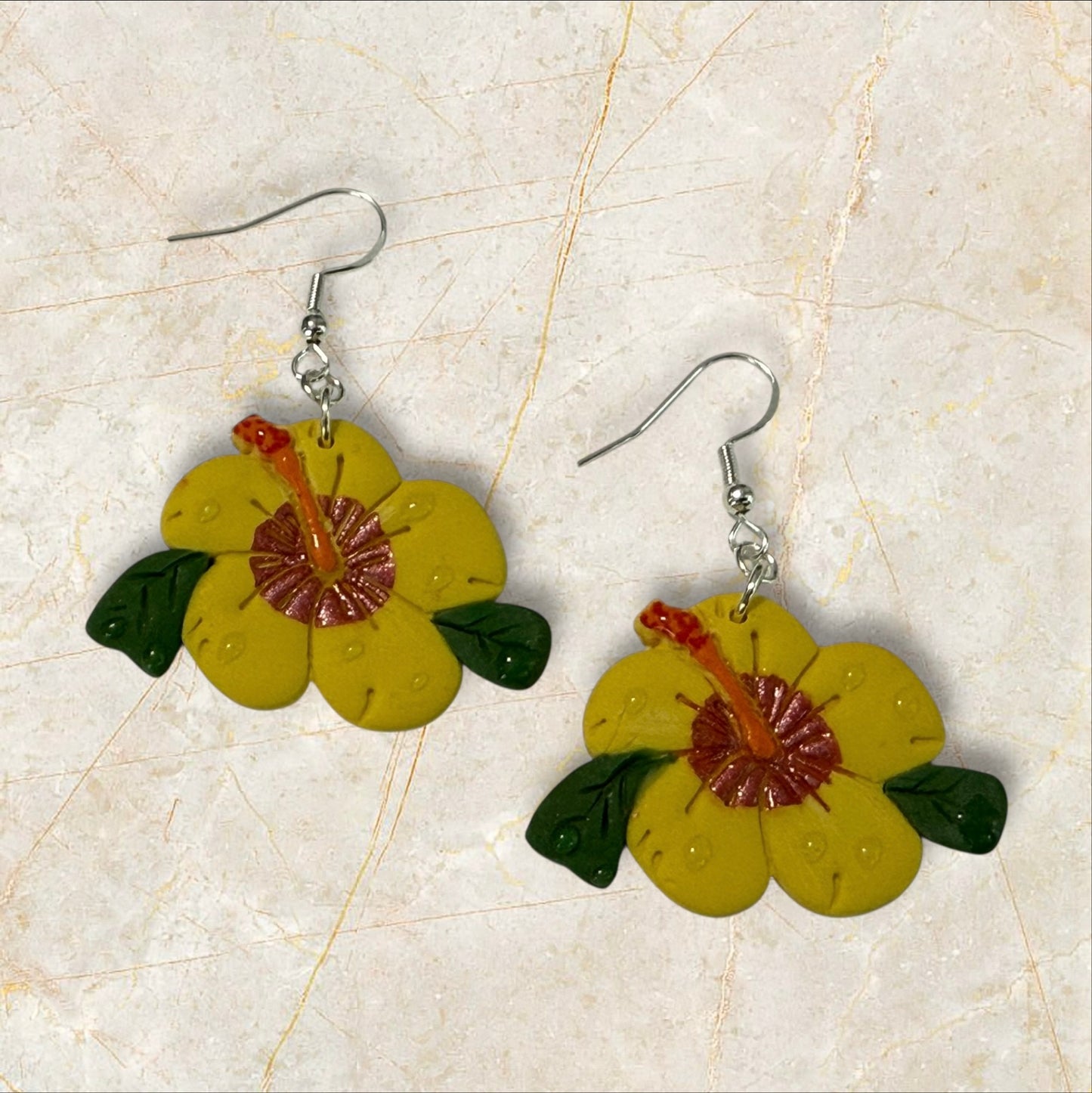 Yellow Hibiscus- Hook Earring