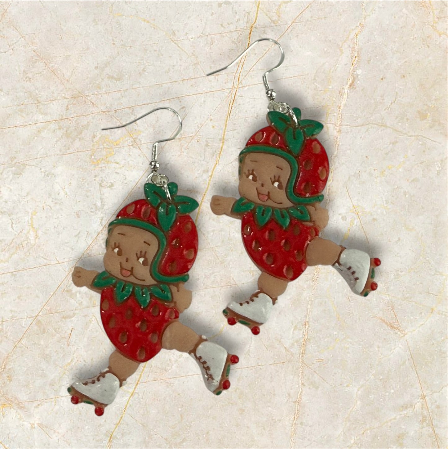 Skating Strawberry Babies- Hook Earring