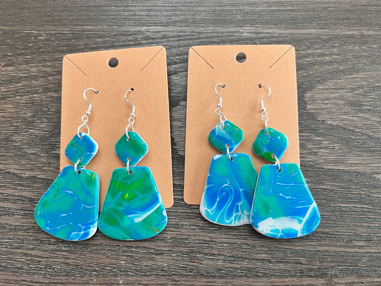 Dangle Mokume Gane Hook Earrings