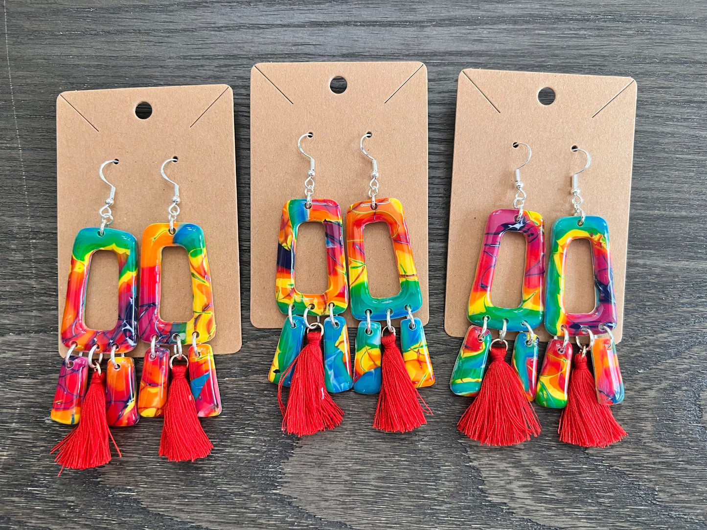 Mokume Gane Tassle Hook Earrings- Active Map