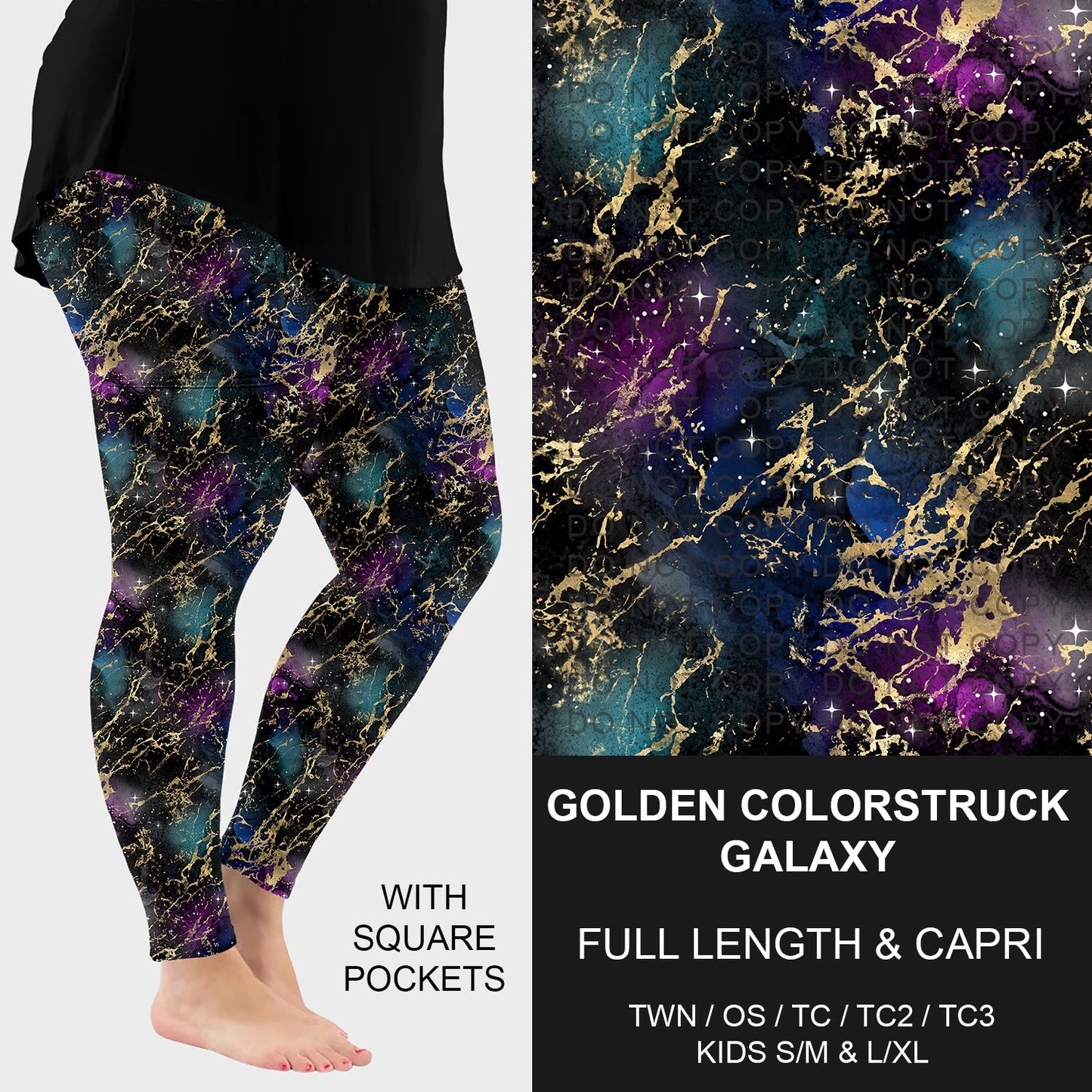 B291 - Preorder Golden Colorstruck Galaxy Leggings w/ Pockets (Closes 5/17. ETA: late July)