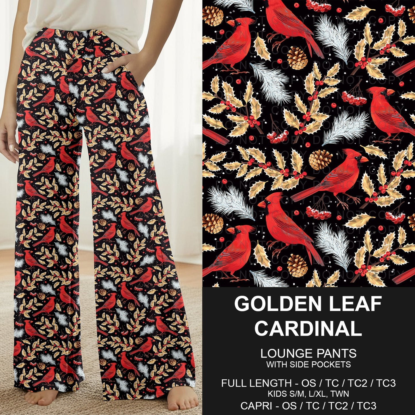 B312 - Preorder Golden Leaf Cardinal Lounge Pants (Closes 9/13. ETA: mid Nov.)