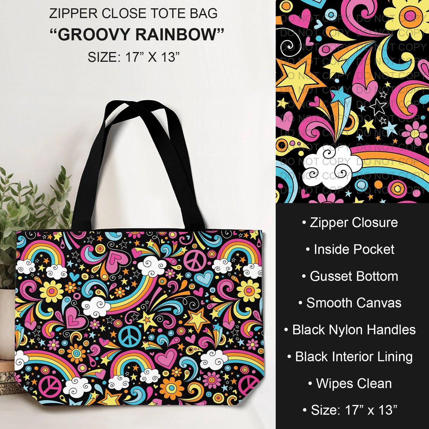 B232 - Preorder Groovy Rainbow Tote Bag (Closes 6/04. ETA: late July)