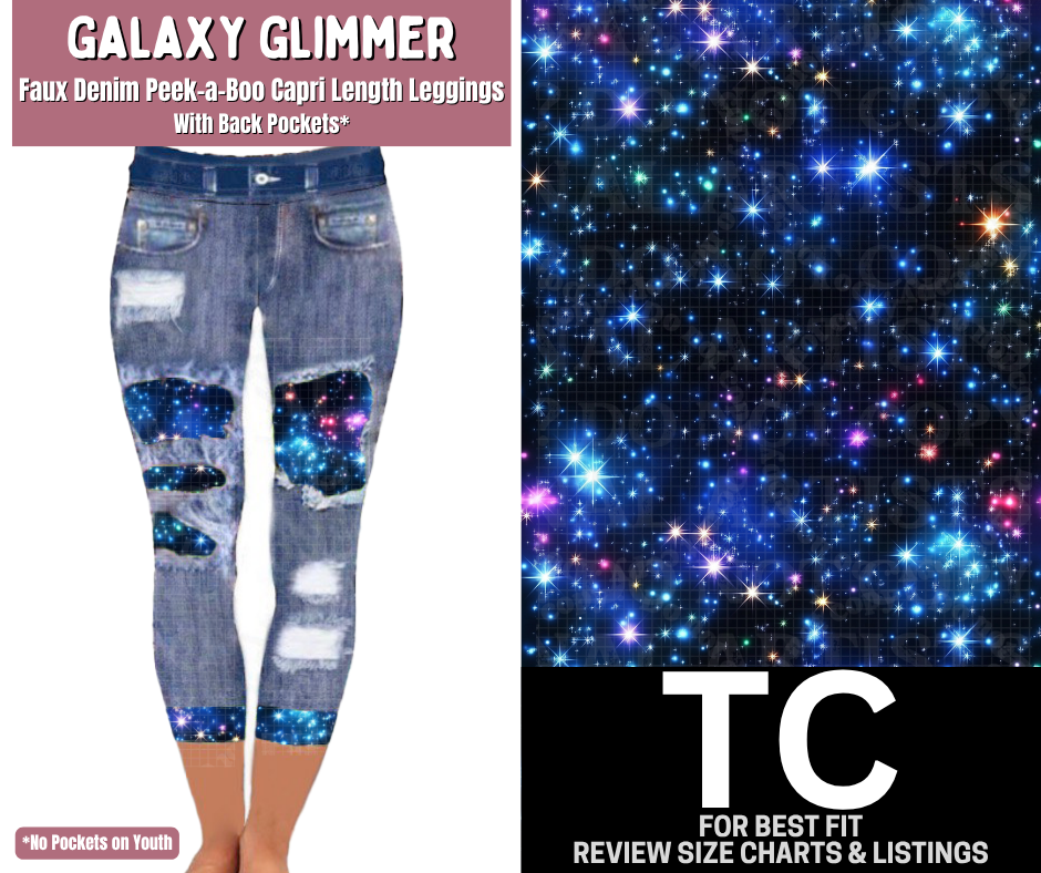 Galaxy Glimmer Capri Faux Denim Peekaboo
