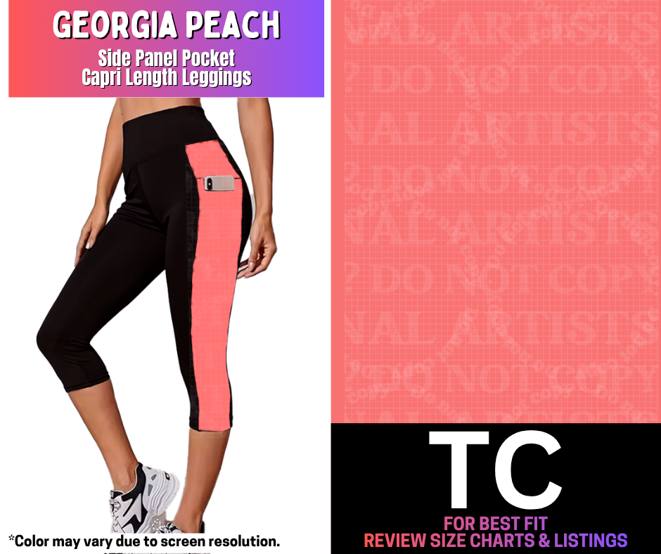 Georgia Peach Side Panel Pocket Capri Length Leggings