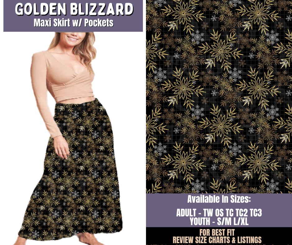 Preorder! Closes 9/3. ETA Dec. Golden Blizzard Maxi Skirt