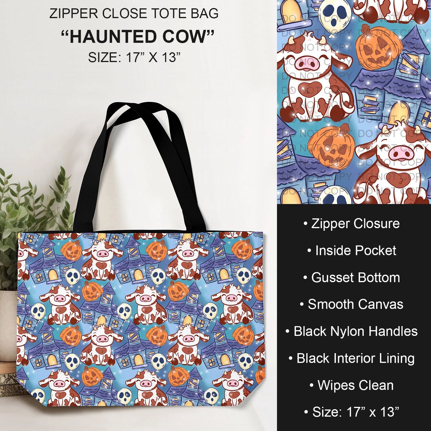 B232 - Preorder Haunted Cow Tote Bag (Closes 6/04. ETA: late July)