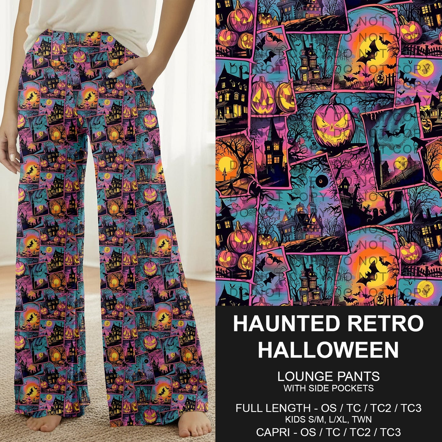 B305 - Preorder Haunted Retro Halloween Lounge Pants (Closes 8/02. ETA: early Oct.)