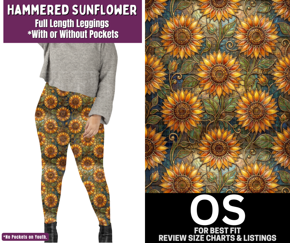 Hammered Sunflower Full Length Leggings w/ Pockets