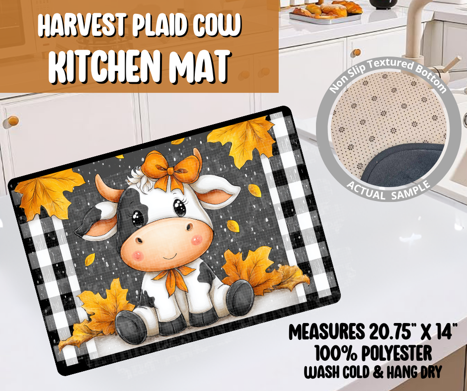 Harvest Plaid Cow Kitchen Mat