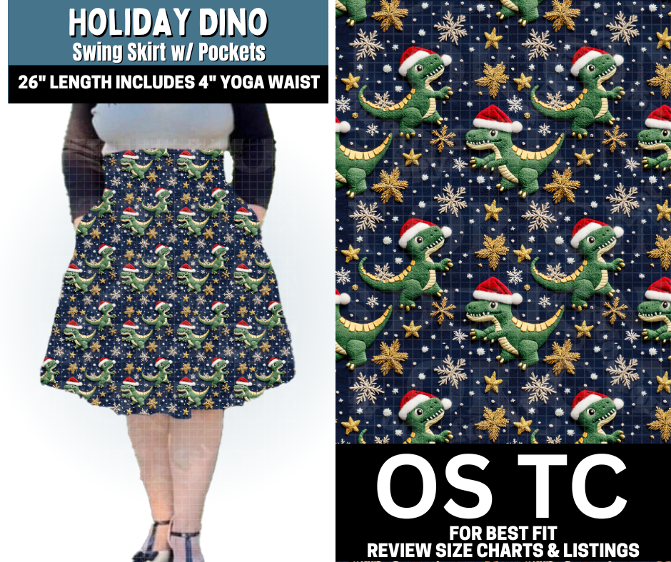 Holiday Dino Swing Skirt