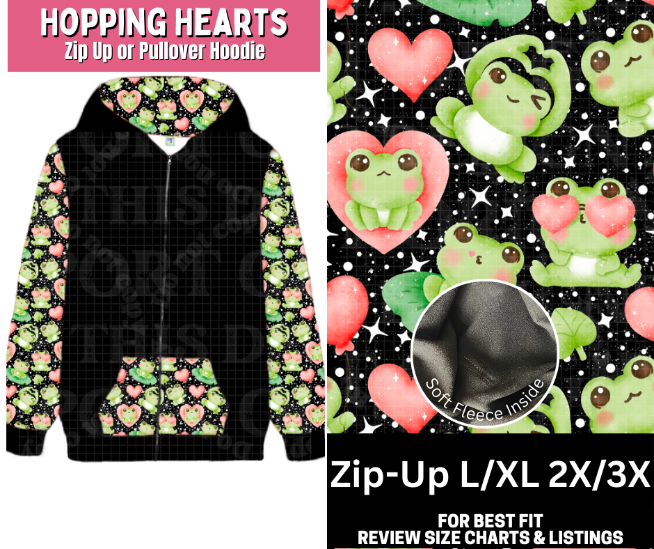 Hopping Hearts Zip-Up Hoodie