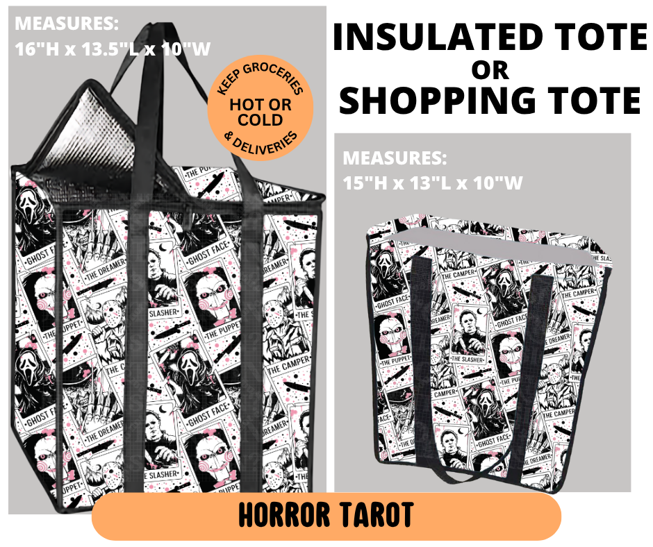 Preorder! Closes 6/29. ETA Sept. Horror Tarot Shopping & Insulated Tote