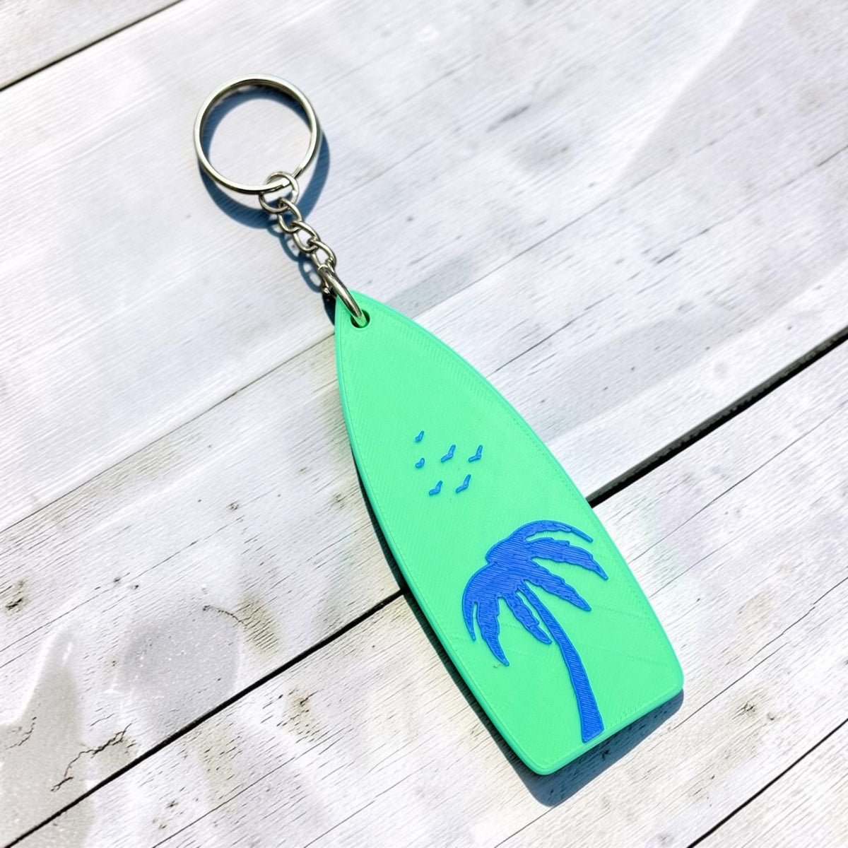 Surfboard Soda Can Helper Keychain- 3D print- aqua/blue