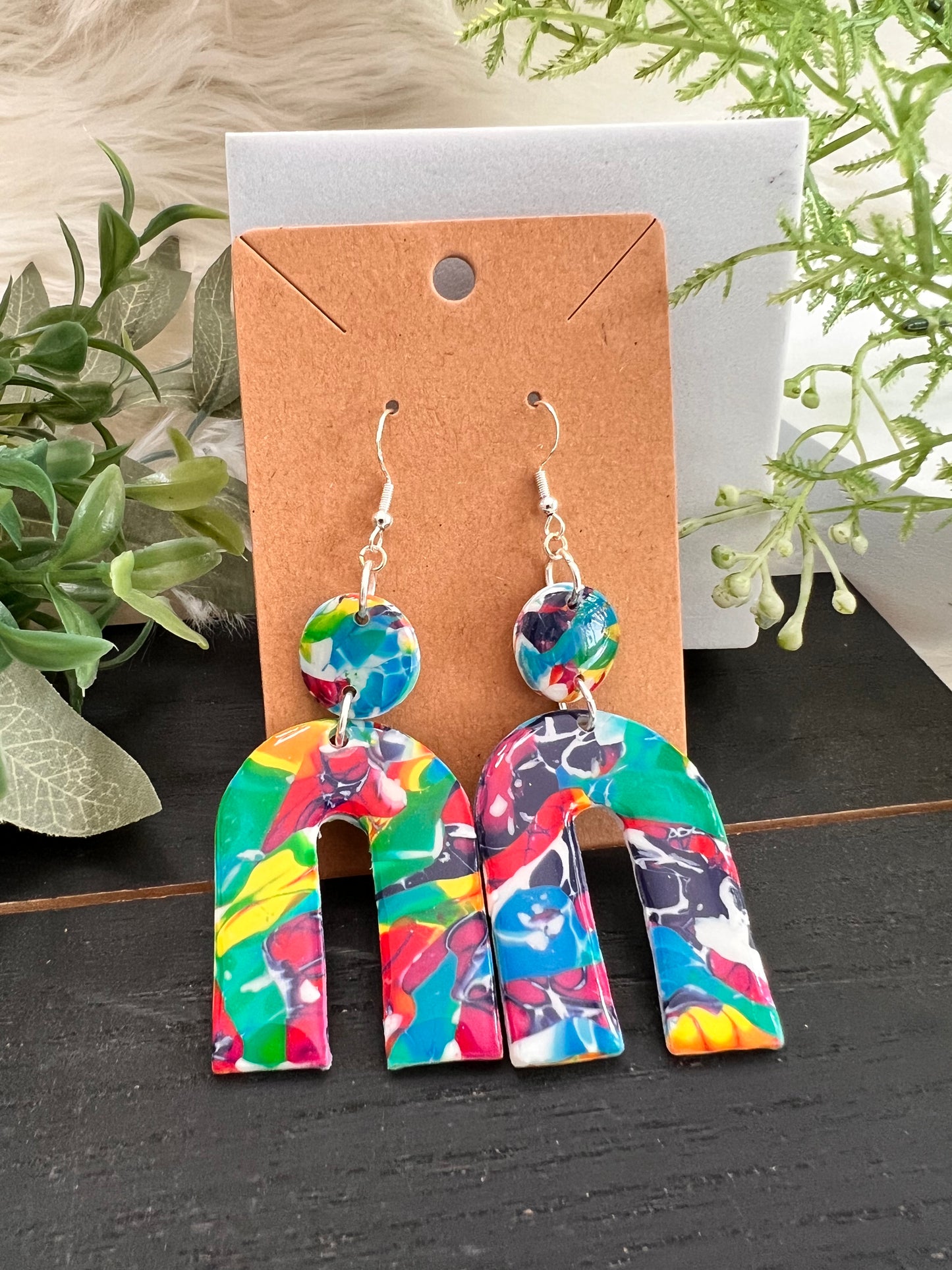 Arch Mokume Gane Hook Earrings