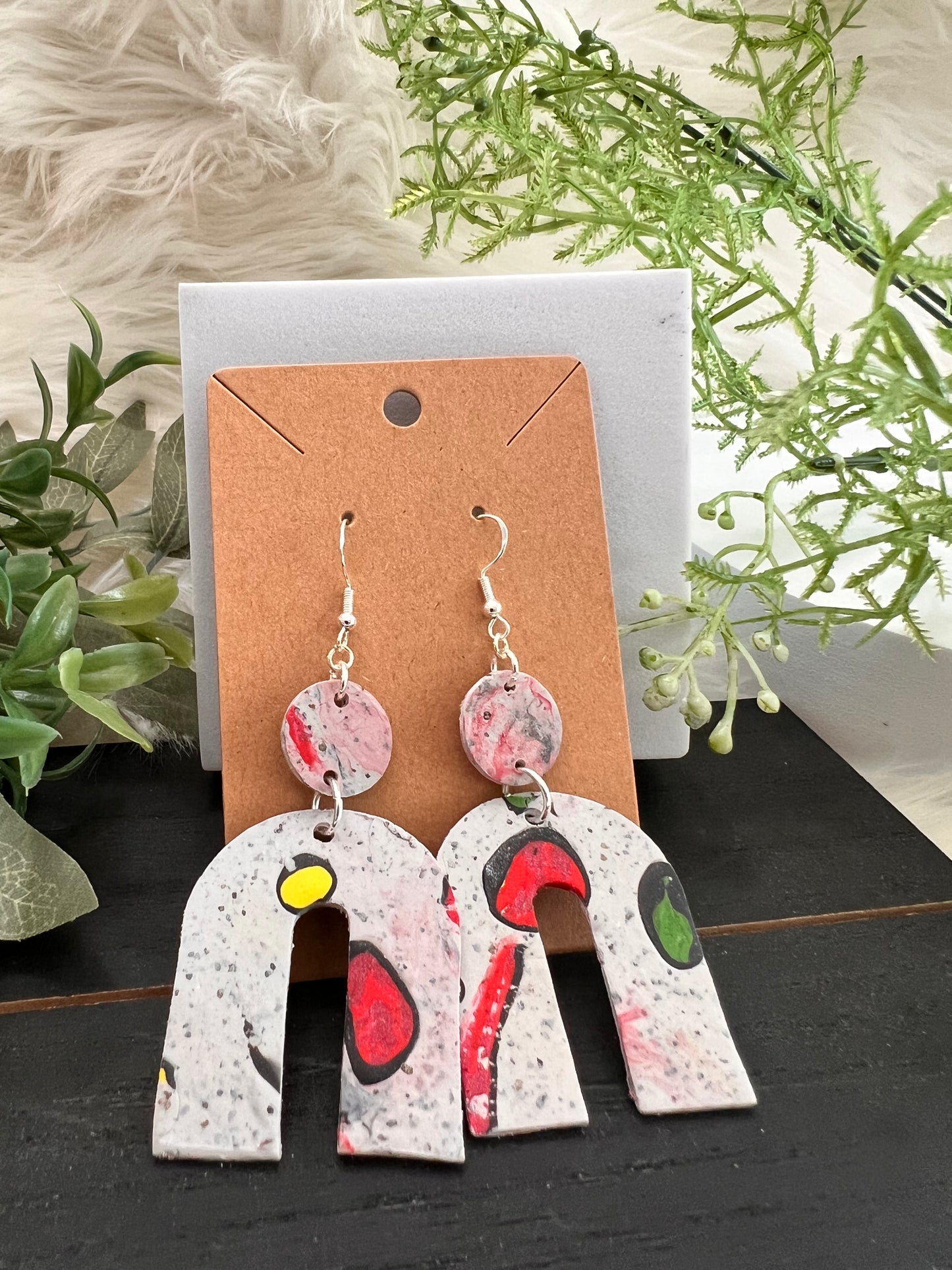 Arch Abstract Stone Hook Earrings