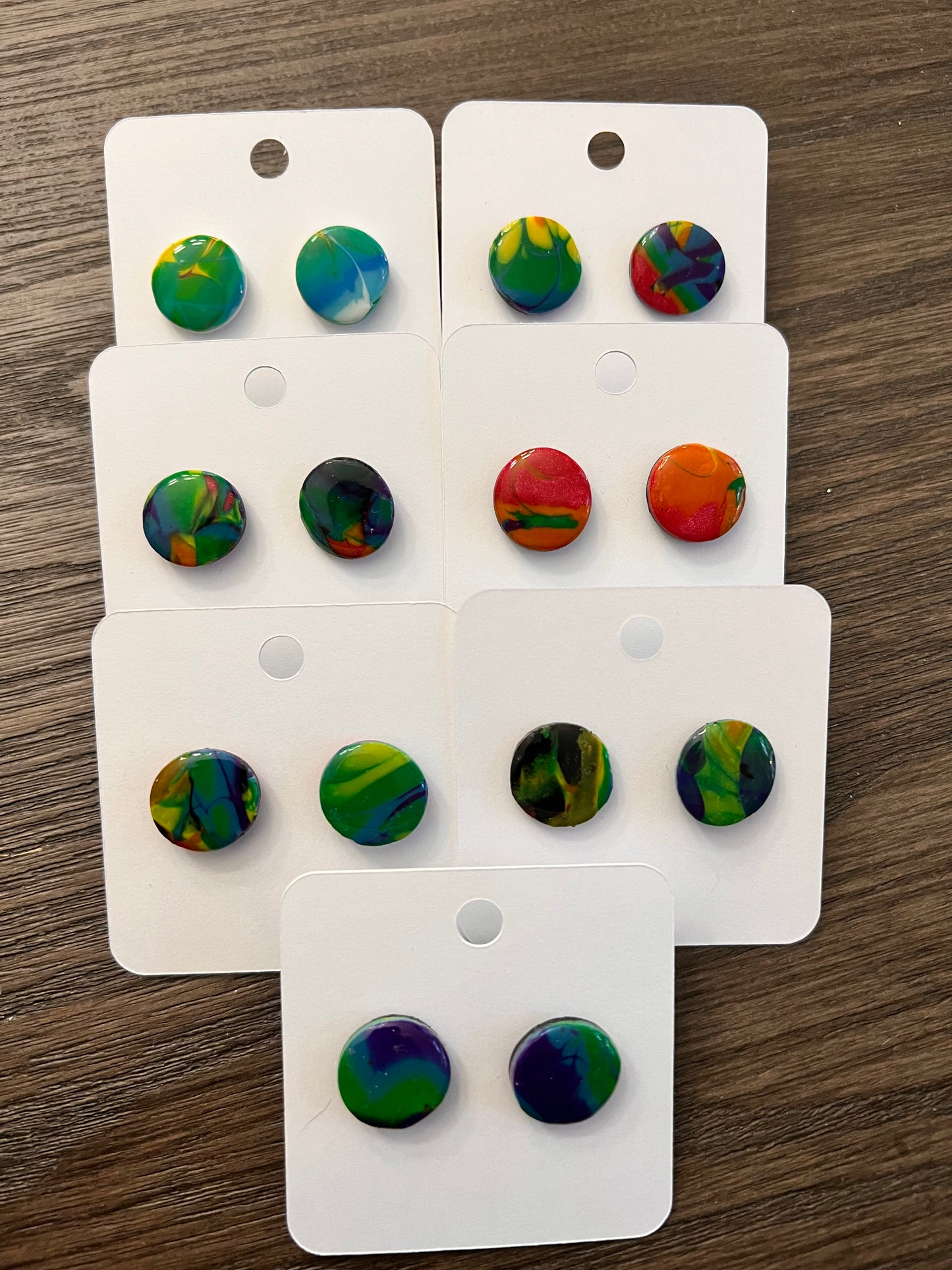 Rainbow Swirl Stud Earrings