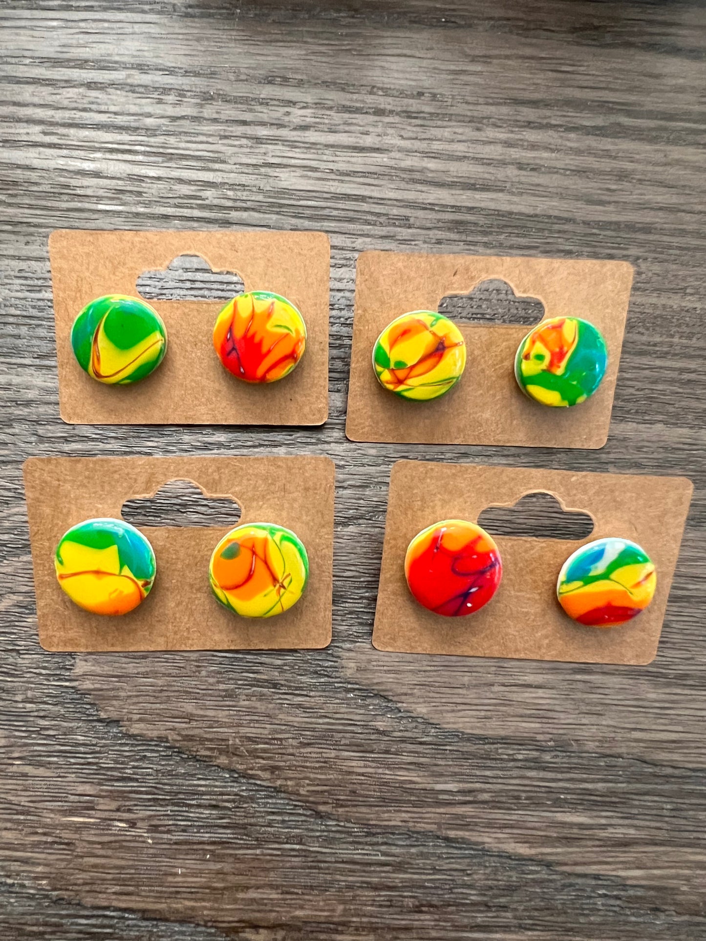 Mokume Gane Stud Earrings Wild Weather- Circle