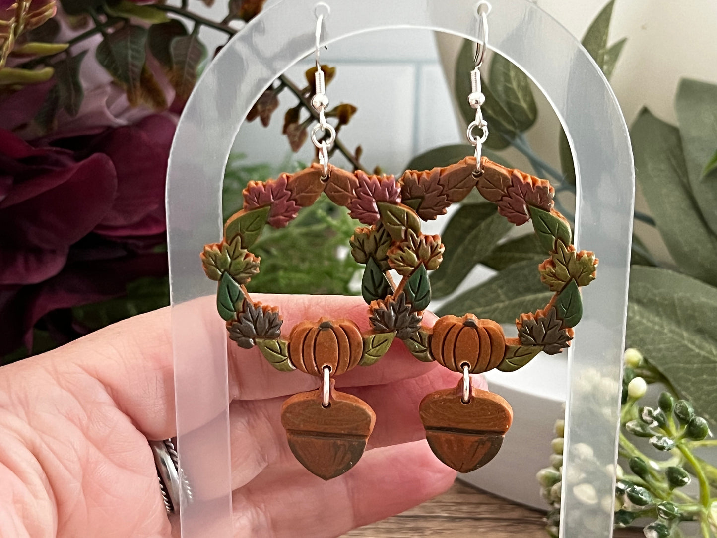 Fall Wreath- Hook Earring