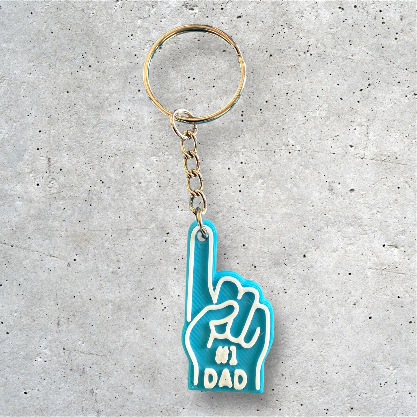 #1 Dad Foam Finger 3D Printed Keychain