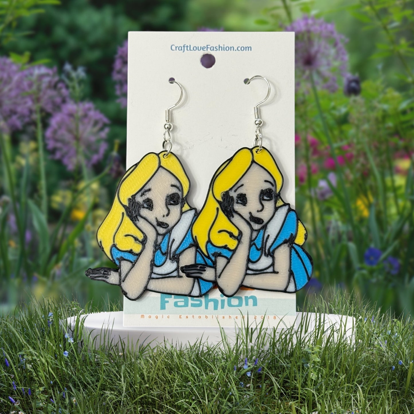 Pondering Alice- 3D Printed Earrings