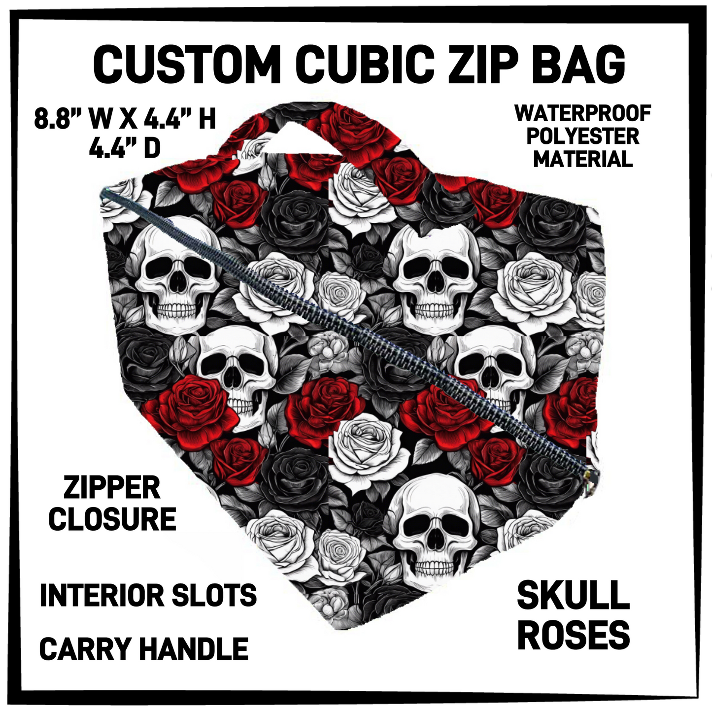CZ1B - Skull Roses Cubic Zip Bag - Preorder Closing 7/8 ETA: Early Sept