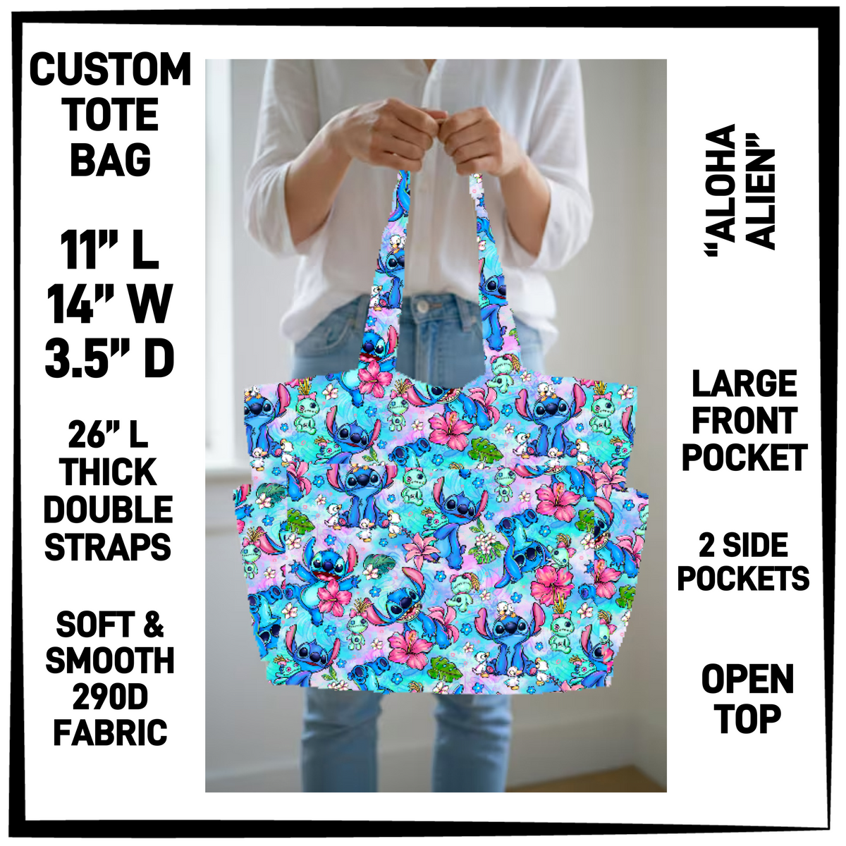 RTS - Aloha Alien Custom Tote Bag