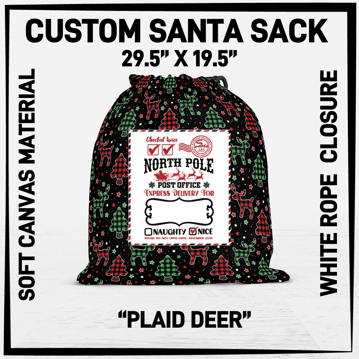 SNCS - Plaid Deer Santa Sack - Preorder Closing 9/17 ETA: Mid-Dec