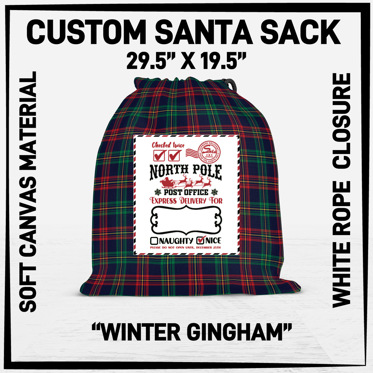 SNCS - Winter Gingham Santa Sack - Preorder Closing 9/17 ETA: Mid-Dec