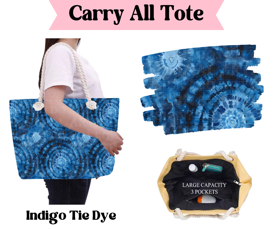 Indigo Tie Dye Carry All Tote