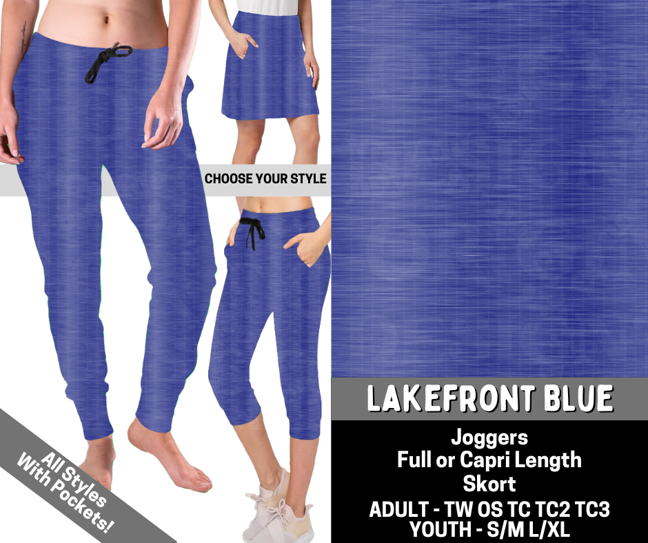 Preorder! Closes 6/15. ETA Sept. Lakefront Blue Combo Jogger Lengths & Skort