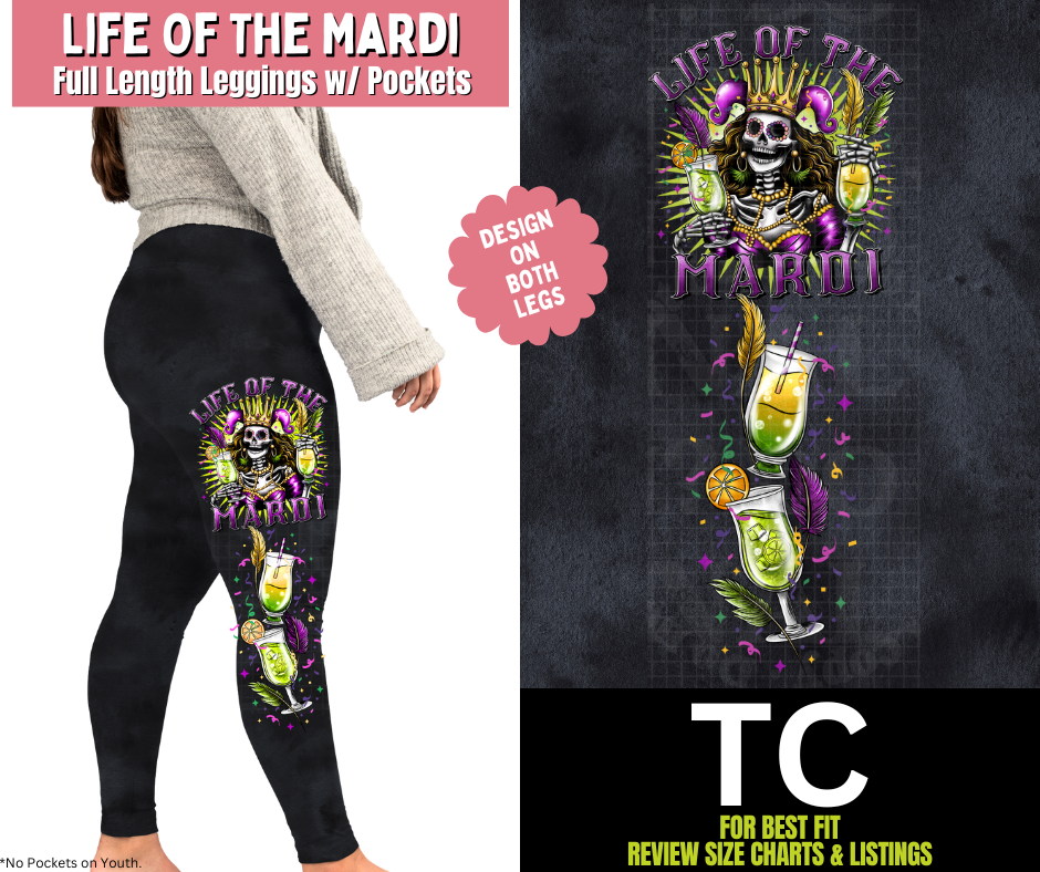 Life Of The Mardi Watercolor Full Length Leggings w/ Side Leg Designs
