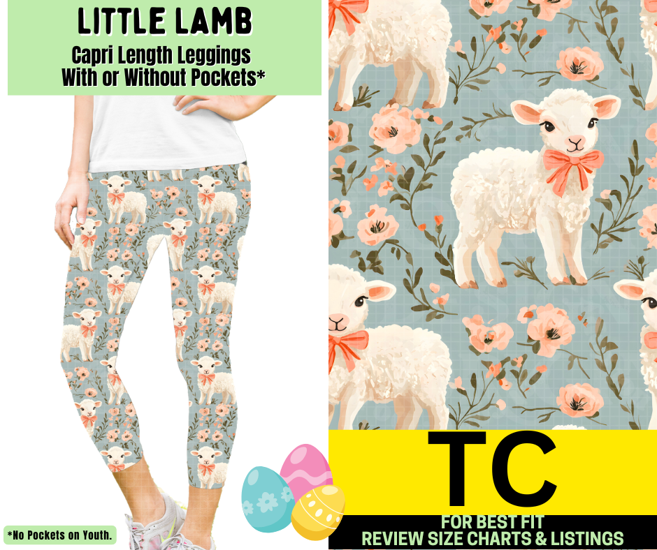 Little Lamb Capri Length Leggings w/ Pockets