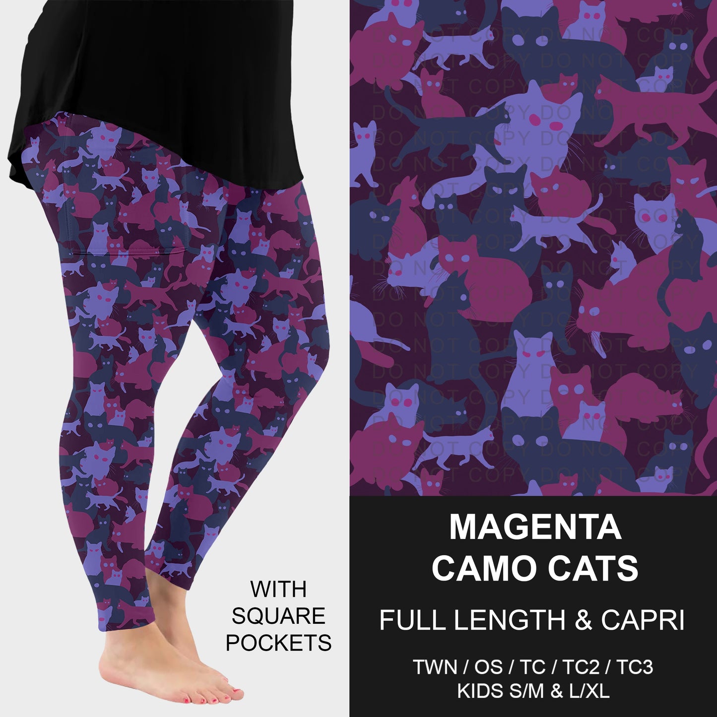 B310 - Preorder Magenta Camo Cats Leggings w/ Pockets (Closes 8/30. ETA: late Oct.)