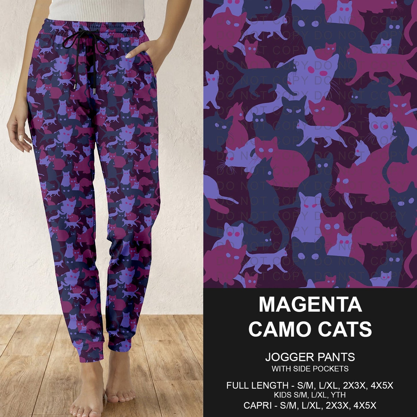 B310 - Preorder Magenta Camo Cats Joggers (Closes 8/30. ETA: late Oct.)