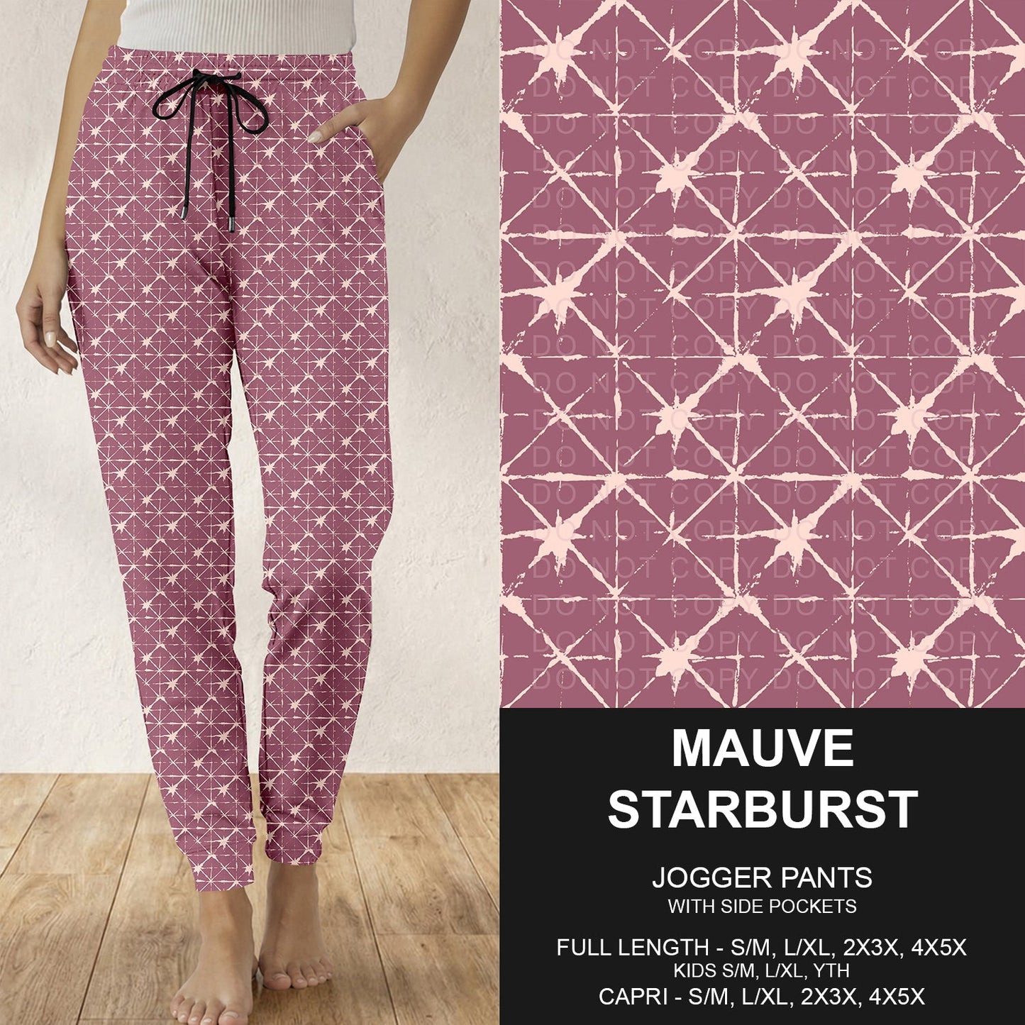 B310 - Preorder Mauve Starburst Joggers (Closes 8/30. ETA: late Oct.)