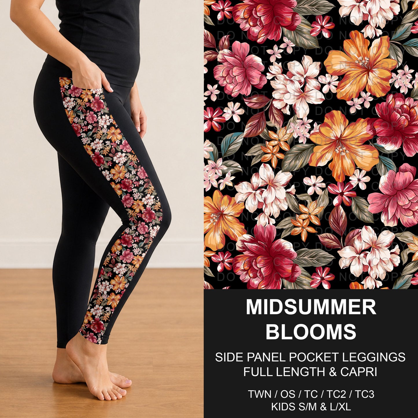 B310 - Preorder Midsummer Blooms Side Panel Pocket Leggings (Closes 8/30. ETA: late Oct.)