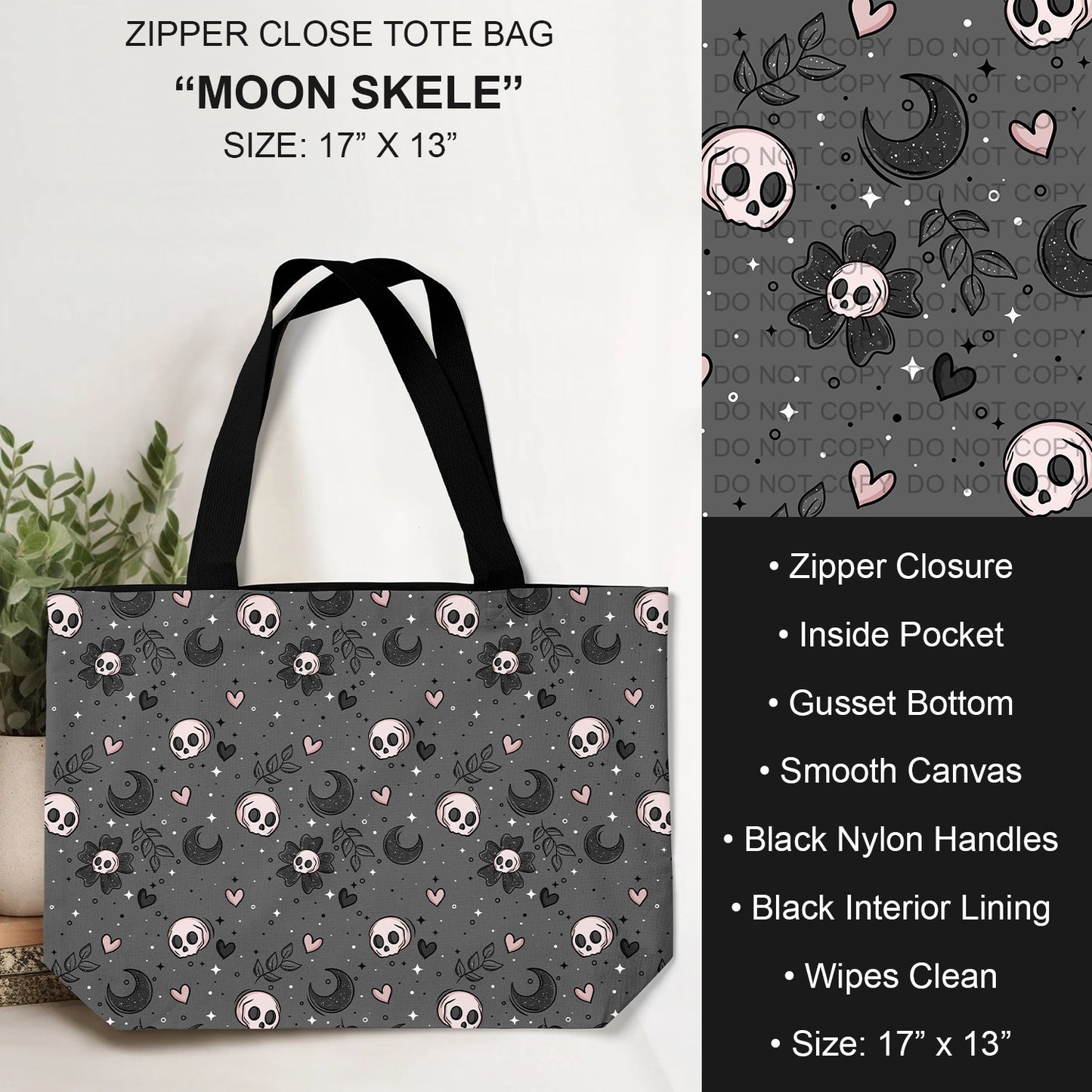B232 - Preorder Moon Skele Tote Bag (Closes 6/04. ETA: late July)