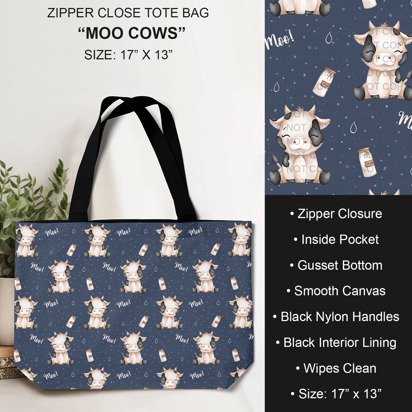 B232 - Preorder Moo Cows Tote Bag (Closes 6/04. ETA: late July)