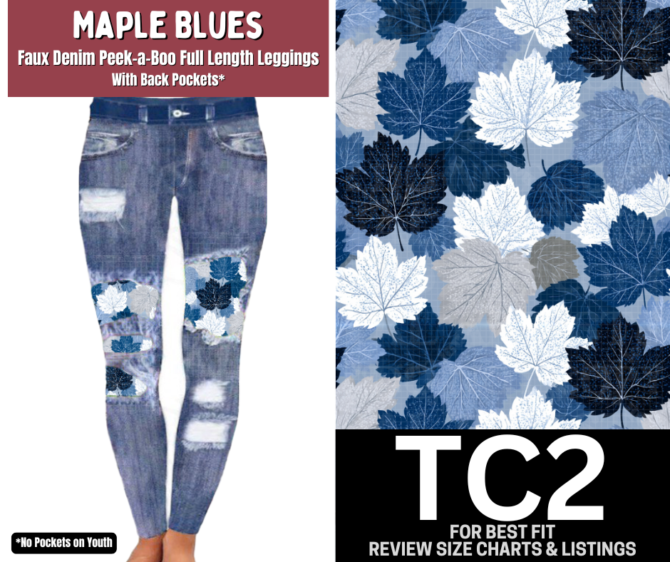 Maple Blues Faux Denim Full Length Peekaboo Leggings