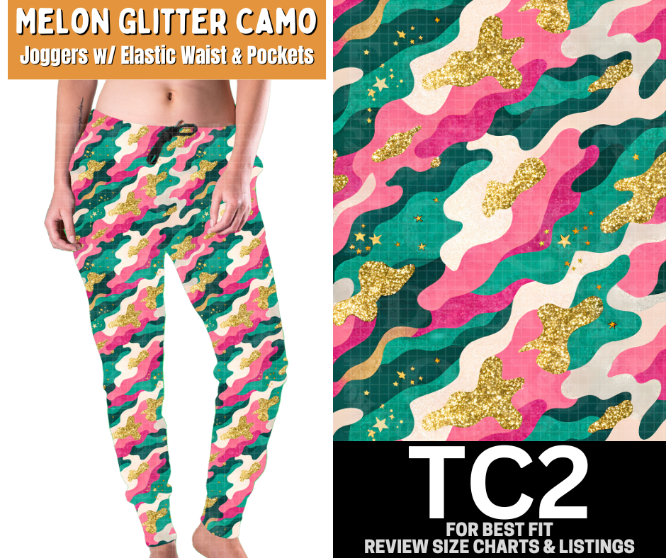 Melon Glitter Camo Joggers