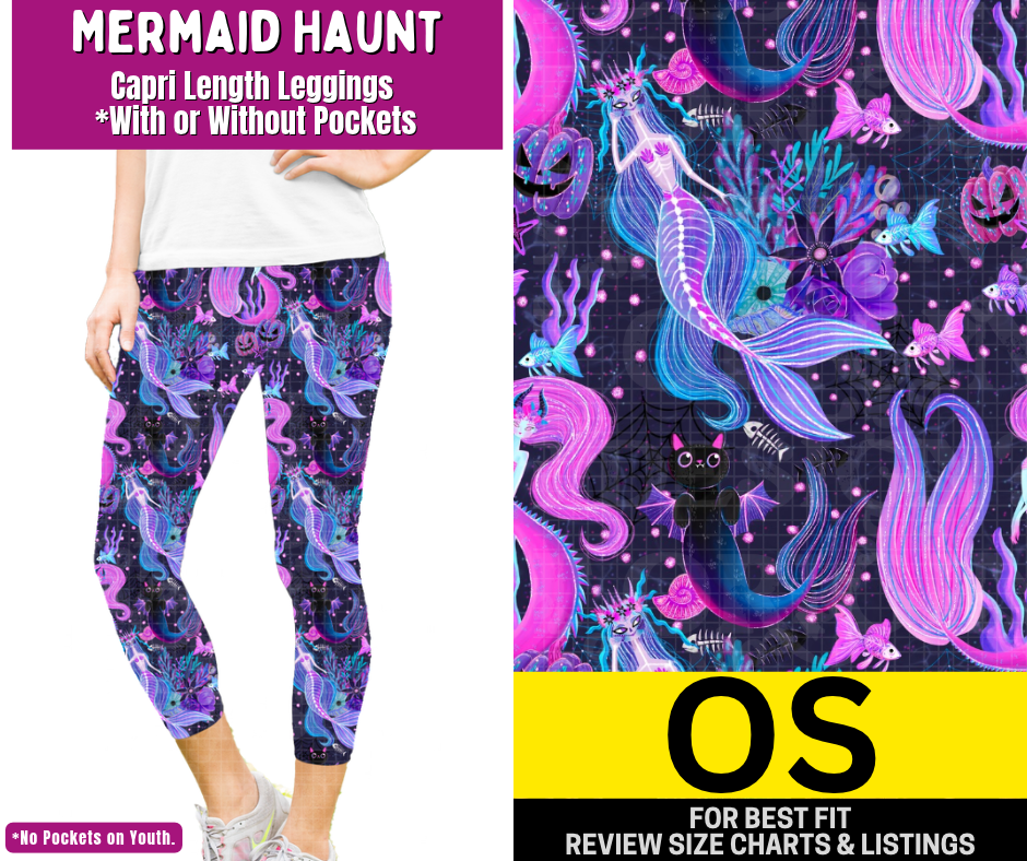 Mermaid Haunt Capri Length Leggings w/ Pockets