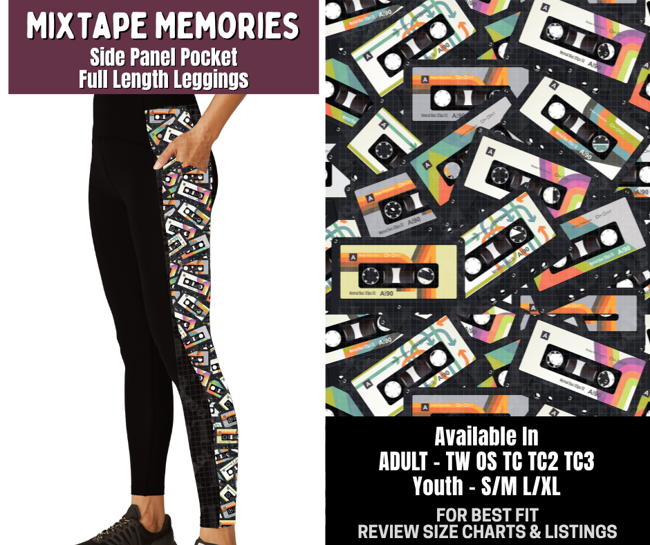 Preorder! Closes 9/14. ETA Dec. Mixtape Memories Side Panel Pocket Full Length Leggings