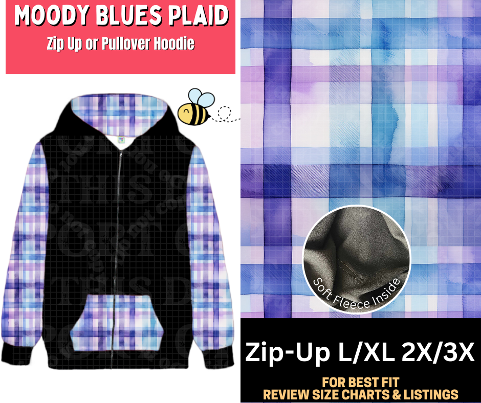 Moody Blues Plaid Zip-Up Hoodie