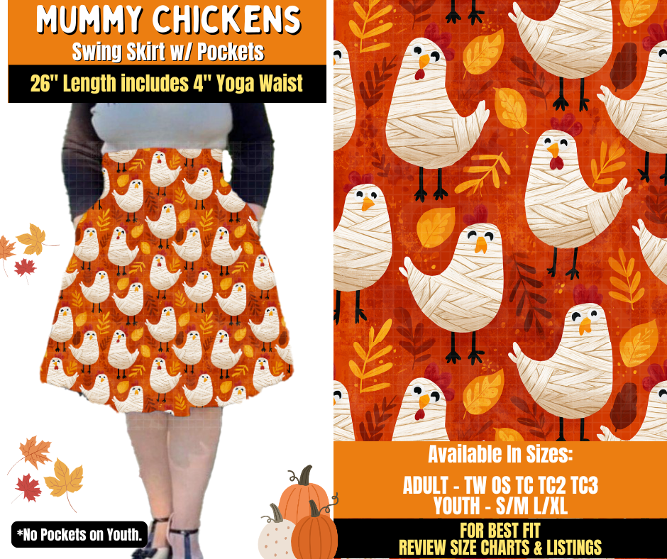 Preorder! Closes 7/16. ETA Oct. Mummy Chickens Swing Skirt