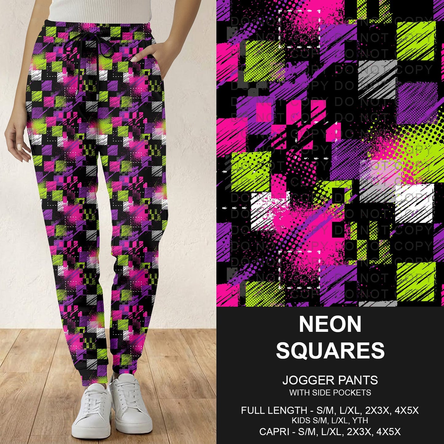 B298 - Preorder Neon Squares Joggers (Closes 7.05. ETA: early Sept.)