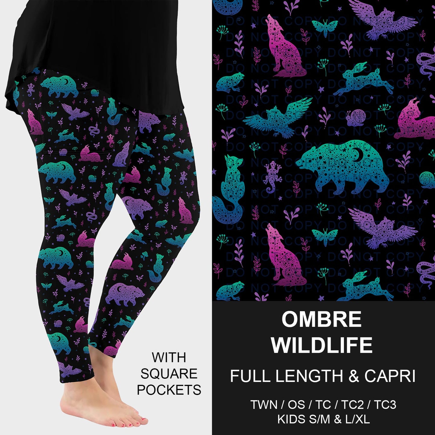 B291 - Preorder Ombre Wildlife Leggings w/ Pockets (Closes 5/17. ETA: late July)